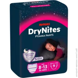Подгузники-трусики Huggies Ночные DryNites для девочек, 8-15 лет, 9 шт (5029053527604)