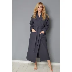 Ideal Textile Халат вафельный Ideal для женщин р. M темно-серый