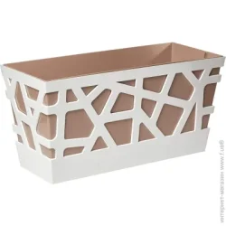 Горщик Idel Вазон пластиковий Flowerbox 40 см прямокутний 9,4 л коричневий/білий (730027)