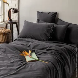 Комплект постільної білизни Issimo двоспальний 200x220 см чорний Комплект постільної білизни SAVANNA BLACKY графітовий
