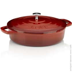 Сковорода сотейник Kela чавунний з кришкою Calido, 28 см, 3,2 л (11938) червоний чугун