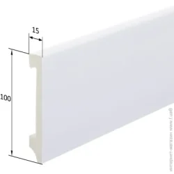 King Floor Плинтус дюрополимер JC1003-W1 белый 2000х100х15 мм
