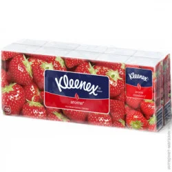 Сухі серветки Kleenex Носові хусточки кишеньки з ароматом полуниці 10 шт.