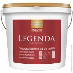 Kolorit Краска акрилатная водоэмульсионная Legenda (база С) глубокий мат база под тонировку 9л