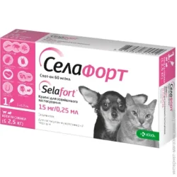 Krka Краплі від ендо/екто паразитів для тварин Селафорт вага 2,5 кг (1 п-тка 0,25 мл в уп)