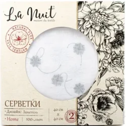 Комплект серветок La Nuit Набір серветок Метель 2 шт. 40x40 см білий з малюнком