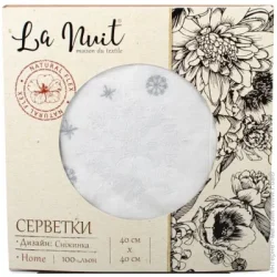 Комплект салфеток La Nuit Набор салфеток Снежинка 2 шт. 40x40 см белый с рисунком