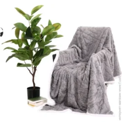 La Nuit Плед Double Jacquard Sherpa 200x220 см сірий поліестер