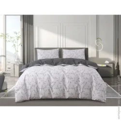 Комплект постільної білизни La Nuit двоспальний 200x220 см сірий Комплект постільної білизни Marmaris 2 сірий з білим