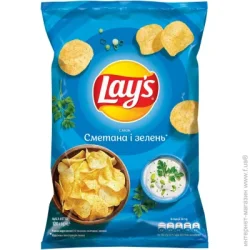 Чипсы Lays Картофельные со вкусом сметаны и зеленые 120 г