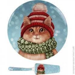 Тортовница Lefard Блюдо для торта с лопаткой Муркотик НР 27 см 924-646