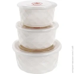 Салатник Lefard Набір салатників з кришками White 3 шт 359-484