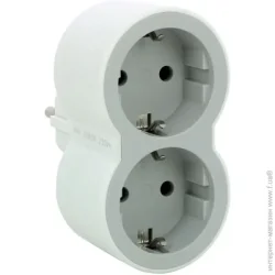Legrand Двойник 2х2К+ З стандарт с заземлением 2 гн. бело-серый 694516
