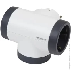 Legrand Тройник 3х2К+ З поворотный премиум с заземлением 3 гн. бело-черный 694521