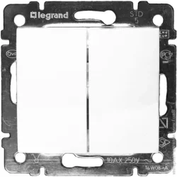 Valena Classic Legrand вимикач двоклавішний 10АХ 250 автоматичні клеми білий (774405)