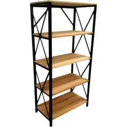 Levorwood Стеллаж 1520x750x400 мм черный дерево полки 5 шт. крашенный