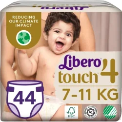 Одноразові Підгузки Libero Touch Розмір 4 (7-11 кг) 44 шт (7322541750217)