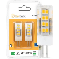 Светодиодная лампа Lightmaster Лампа светодиодная LB-590 AC/DC 2 шт./уп. 3 Вт G4 12 В 4000 К LB-590 AC/DC 12V 3W G4 4000K
