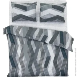 Комплект постільної білизни Luna двоспальний 200x220 см сірий Комплект постільної білизни Бруно 2 сірий (без простирадла)