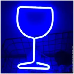 Luna Неоновая вывеска LUDS-NEO-55 Бокал теплый белый/синий/розовый