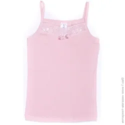 Luna Kids Майка детская для девочек с кружевом р.122-128 розовый VD 0157 /рожевий з мереживом/