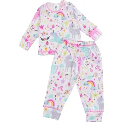 Кофта + штаны Luna Kids Пижама детская для девочек трикотажная Единорожки р.80 молочный