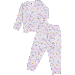 Кофта + штаны Luna Kids Пижама детская для девочек трикотажная Облака р.80 белый