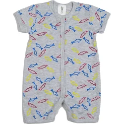 Бодик Luna Kids Песочник для мальчика Акули р.86 серый меланж
