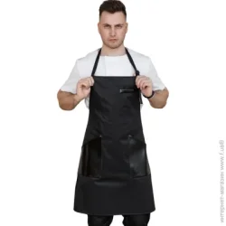 Lux-Form Фартук с нагрудником кожаный карман р. универсальный черный