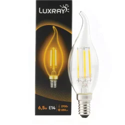 Світлодіодна лампа Luxray Лампа світлодіодна FIL 6,5 Вт CF37 прозора E14 220 В 2700 К LXF427-BF35-1406/5