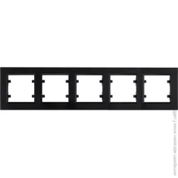 Makel Рамка пятиместная Karea горизонтальная черный глянец 56111705