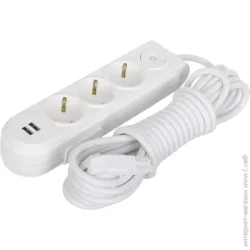 Подовжувач Makel Подовжувач з захисними шторками + USB з заземленням 3 гн. білий 5 м N3811063