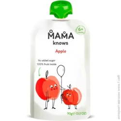 Пюре фруктове Mama Knows з 6 місяців Яблуко без цукру 90 г (4820016254657)