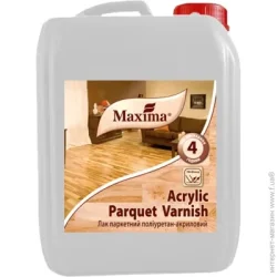 Maxima Лак паркетный полиуретан-акриловый Acrylic parquet varnish шелковистый мат бесцветный 5 л