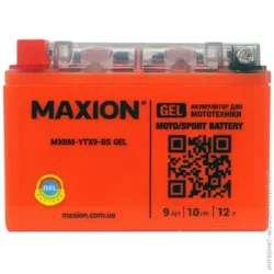Автомобильный аккумулятор Maxion 9Ah 120A 12V YTX9-BSGEL «+ » слева