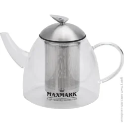 Прозрачный чайник заварочный  1.3 л нержавеющая сталь, стекло Maxmark Чайник заварочный 1,3 л MK-07-1300