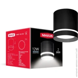 Maxus Светильник светодиодный 12 Вт черный 4100 К 1-MSD-1241-BL