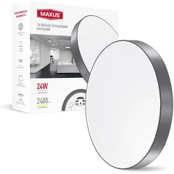 Maxus Світильник настінно-стельовий 24 Вт сірий 4100 К 1-MSP-2441-SLG