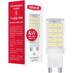 Світлодіодна лампа Maxus Лампа світлодіодна 4 Вт капсульна прозора G9 220 В 4100 К