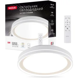 Maxus Светильник настенно-потолочный 50 Вт белый матовый 3000/4100/6000 К 1-MFCL-50R-Line