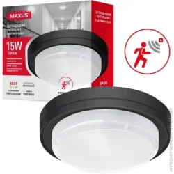 Накладной светильник Maxus Светильник административный LED 15 Вт 3000/4200/6500 IP65 1-MBH-15W-BLC-MW