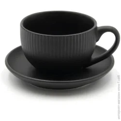 Milika Чашка с блюдцами Decagon Black 250 мл M0430-CHB250-2B