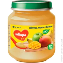 Пюре фруктове Milupa з 6 місяців Яблуко-манго-банан 125 г (8591119003782)
