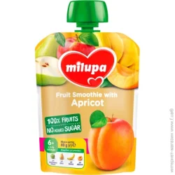 Пюре фруктове Milupa з 6 місяців Яблуко-груша-банан-абрикос 80 г (6438091403600)