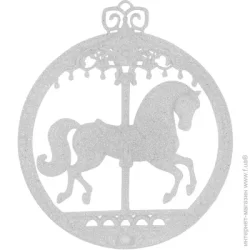 MIS LT Прикраса новорічна Коник-карусель 12 см білий