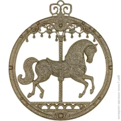 MIS LT Прикраса новорічна Коник-карусель 12 см золотий