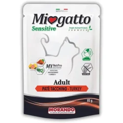 Консерва MioGatto Sensitive монопротеинова беззернова для котов (индейка) 85 г