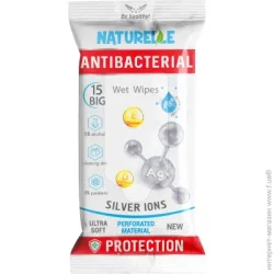 Влажные салфетки Naturelle Cosmetic Вологі серветки Antibacterial з Д-пантенолом, Іонами срібла і вітаміном Е, 15 шт. (4820207590823)