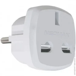 Neomax Переходник британский стандарт с заземлением 1 гн. белый NX1029