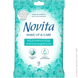 Novita Влажные салфетки Make up Delicate 15 шт./уп.